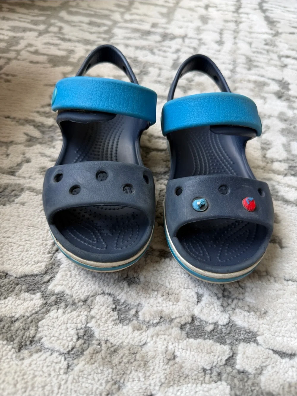 Crocs Kids Navy and Teal Adjustable Strap Sandals